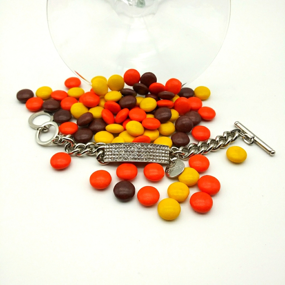 Chico's Pave Crystal ID Bracelet with Logo Charm